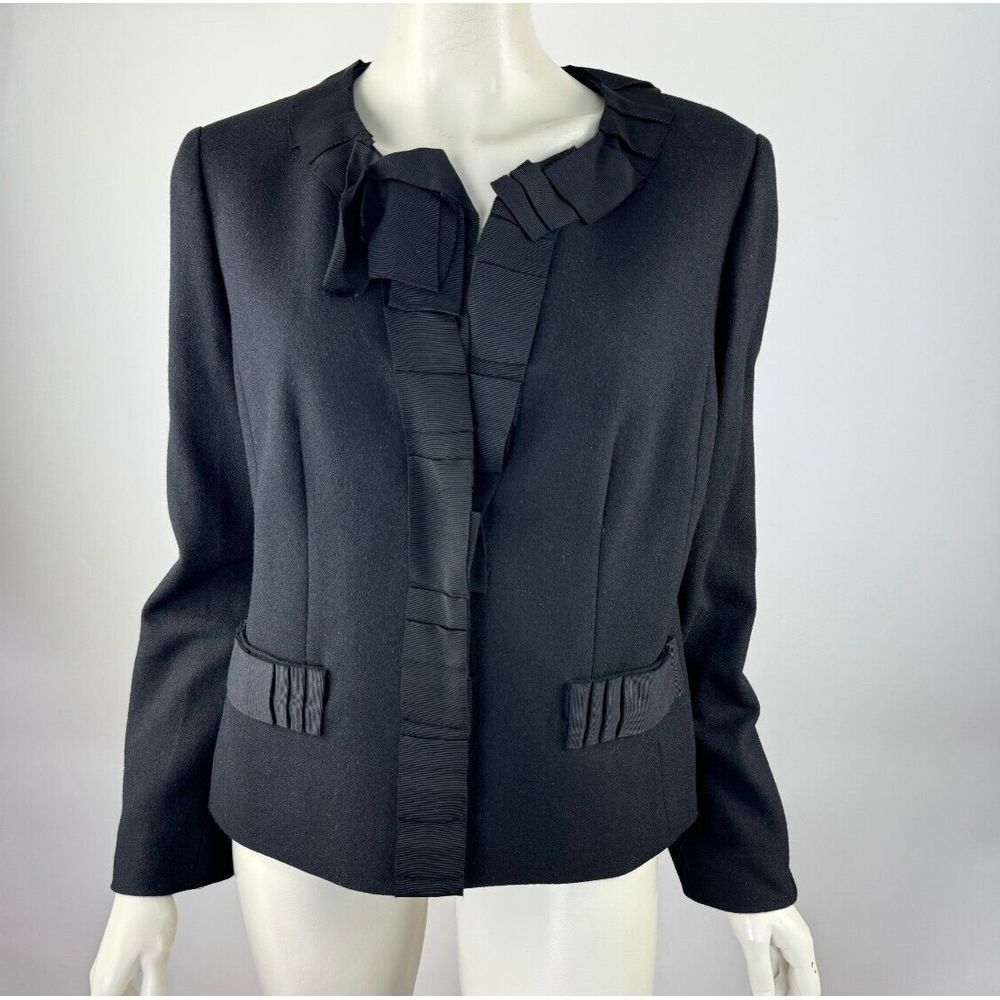 J. Crew Black Ruffled Collar Blazer